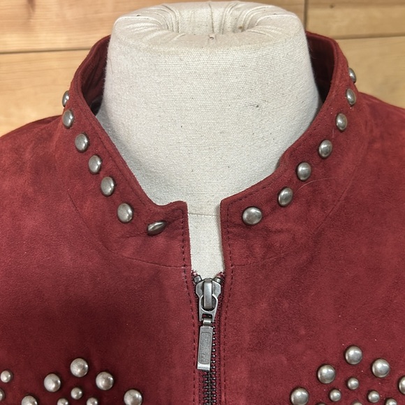 NWT Double D Ranchwear red suede fringe stud zip western nfr rodeo jacket Large - Picture 4 of 15